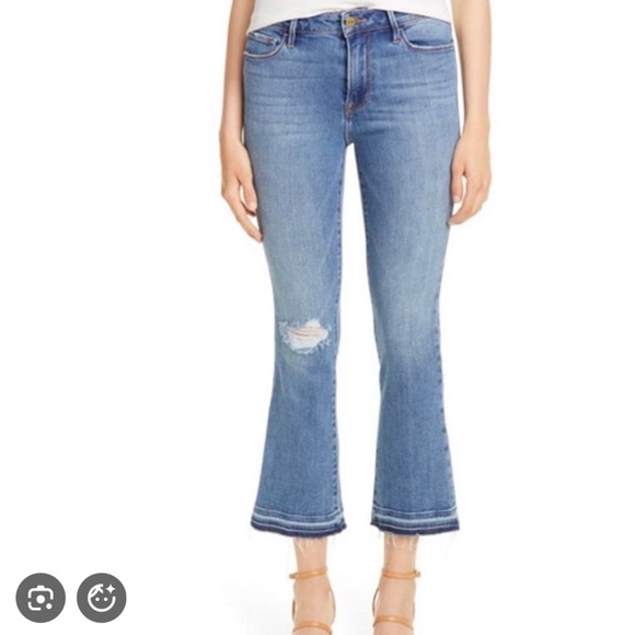 Frame Denim Denim - FRAME Le Crop Mini Boot Jeans Size 30 Blue Distressed Cropped Flare 26”